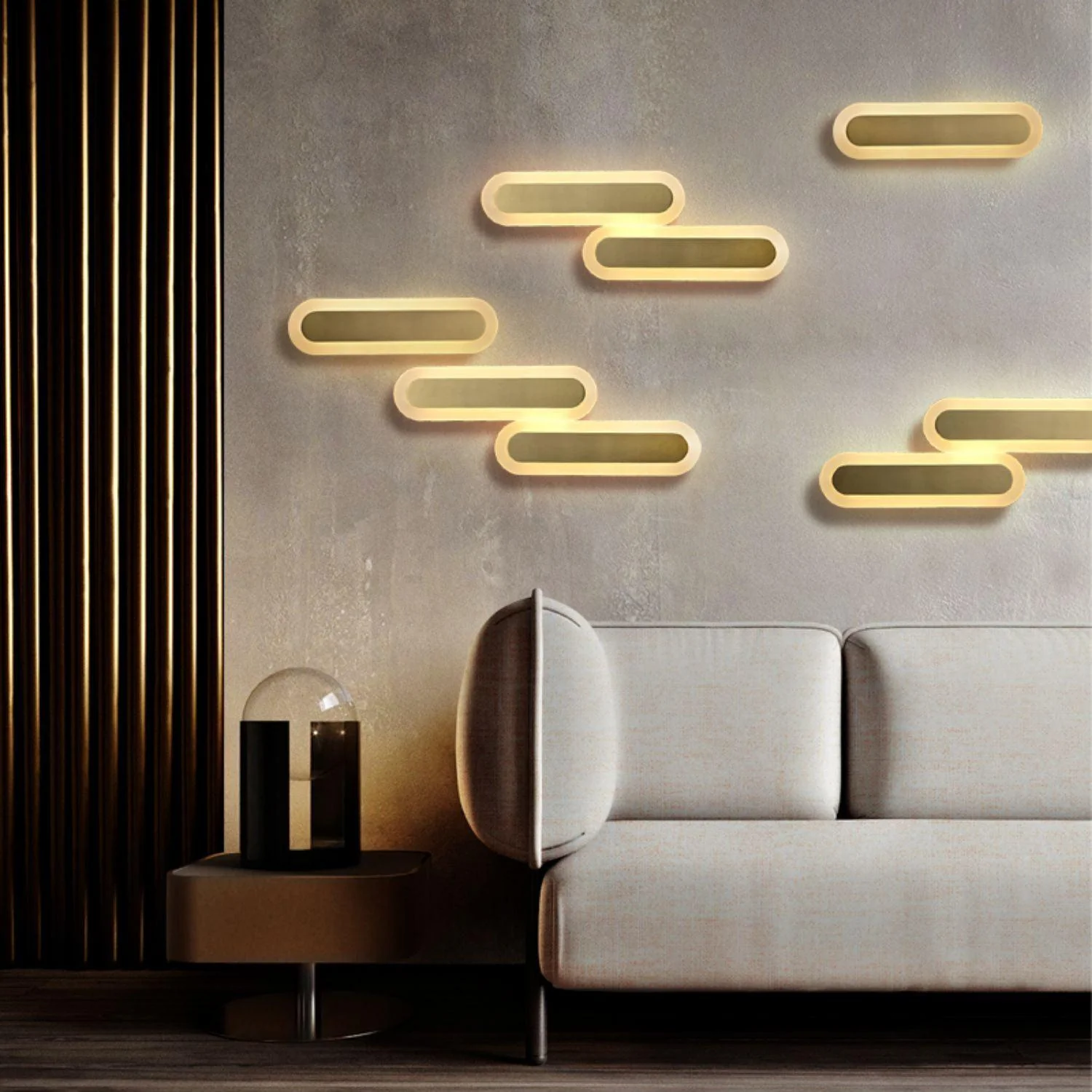 Daba Wall Lamp - W 6.3″ x H 17.7″ / W 16cm x H 45cm Set of 2 / Gold / Warm Light