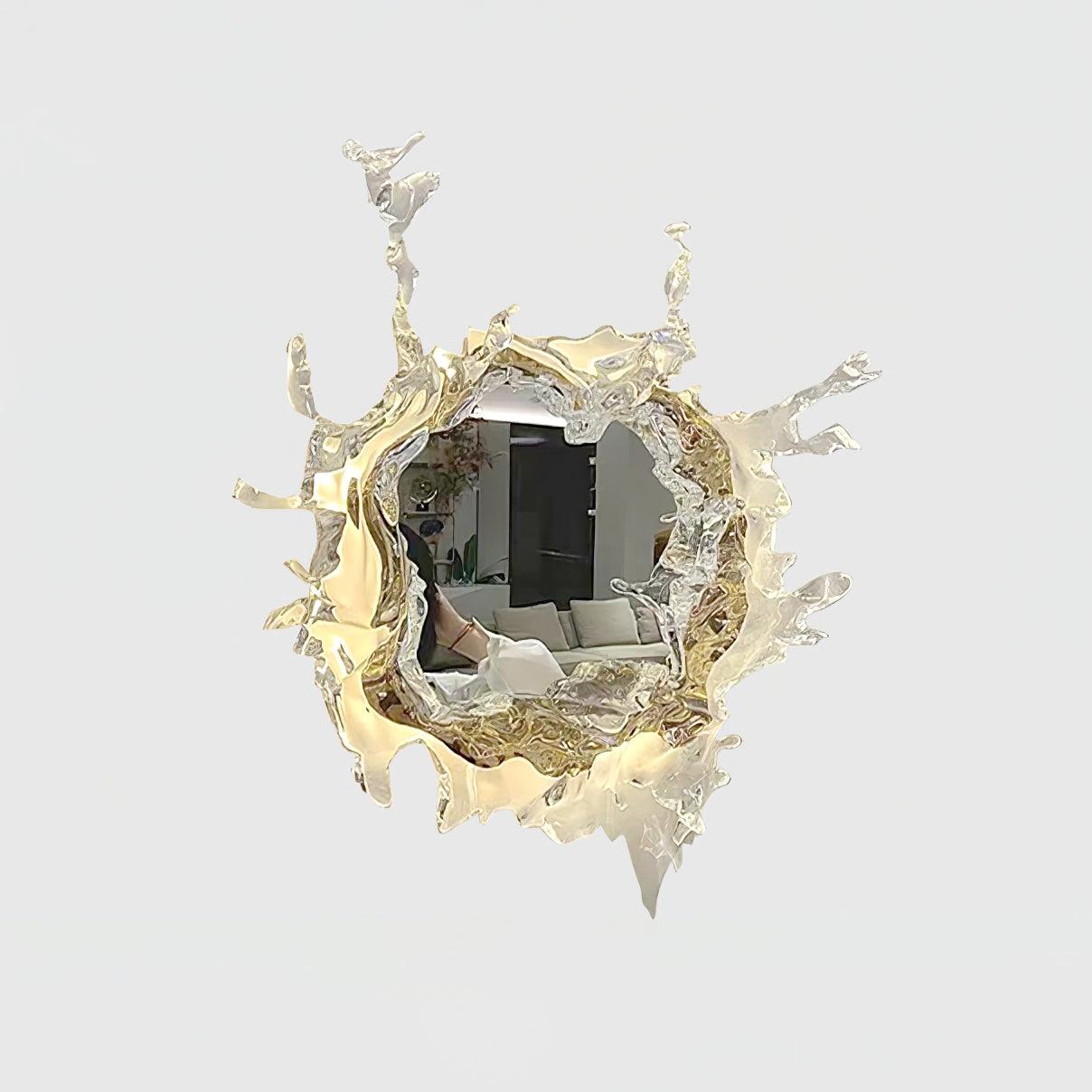 Настенный светильник Water Drop Mirror - ∅87см x 87см, золотой, прозрачный, теплый свет