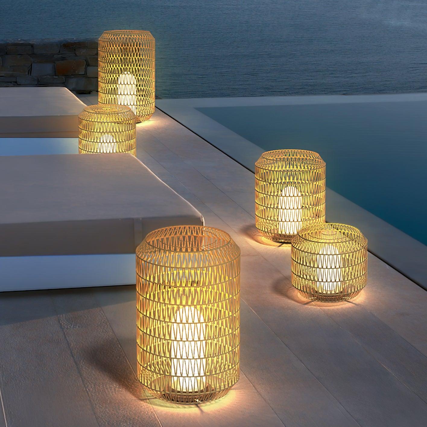 Настольный светильник Woven Rattan - модель A ∅31см x 52см, ротанг, теплый свет, проводной