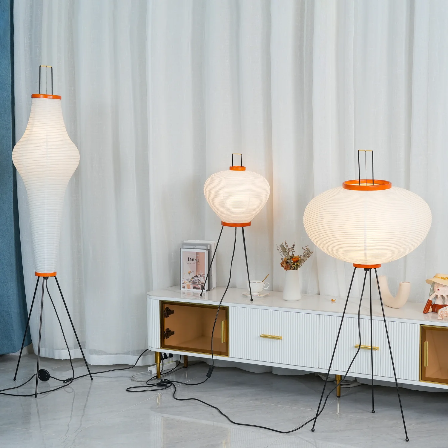 Торшер Akari 10A - ∅50см x 120см, белый