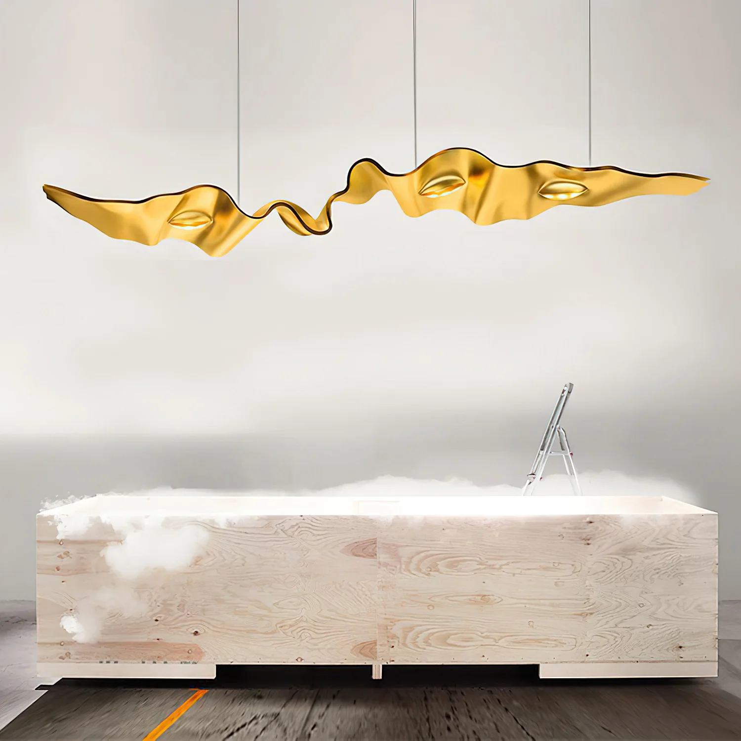 Люстра Gold Ribbon - ∅190см x 150см, золотой, теплый свет