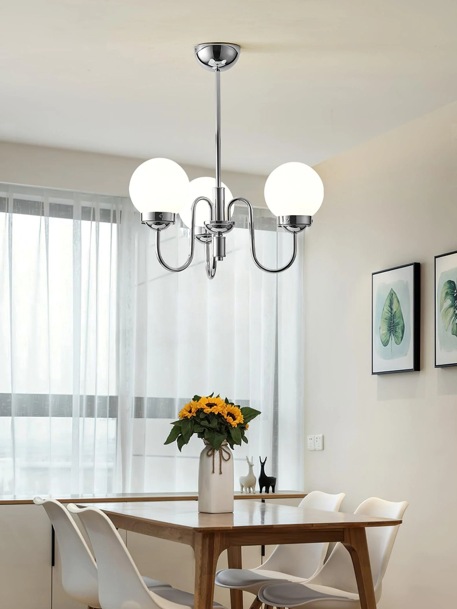 Люстра Progress Lighting Carisa - 5 плафонов ∅55см x 30см, хром