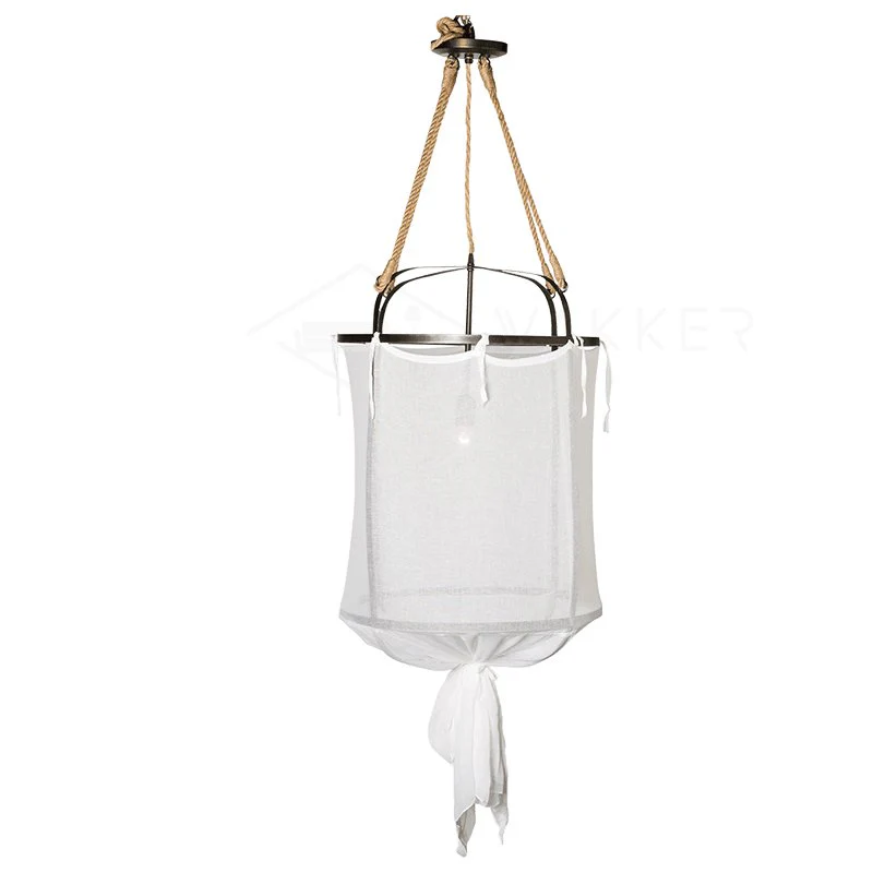 Подвесной светильник Provence Linen - ∅35см x 50см, медь, белый