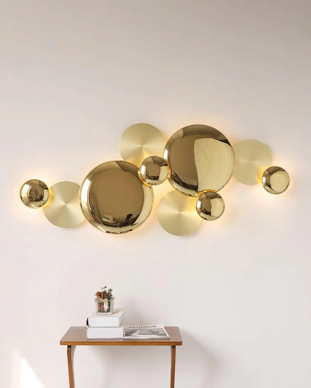 Luxury Pisco Wall Lamp - L 39.3″  x H 16.1″ Set of 2 / Gold & Marbling