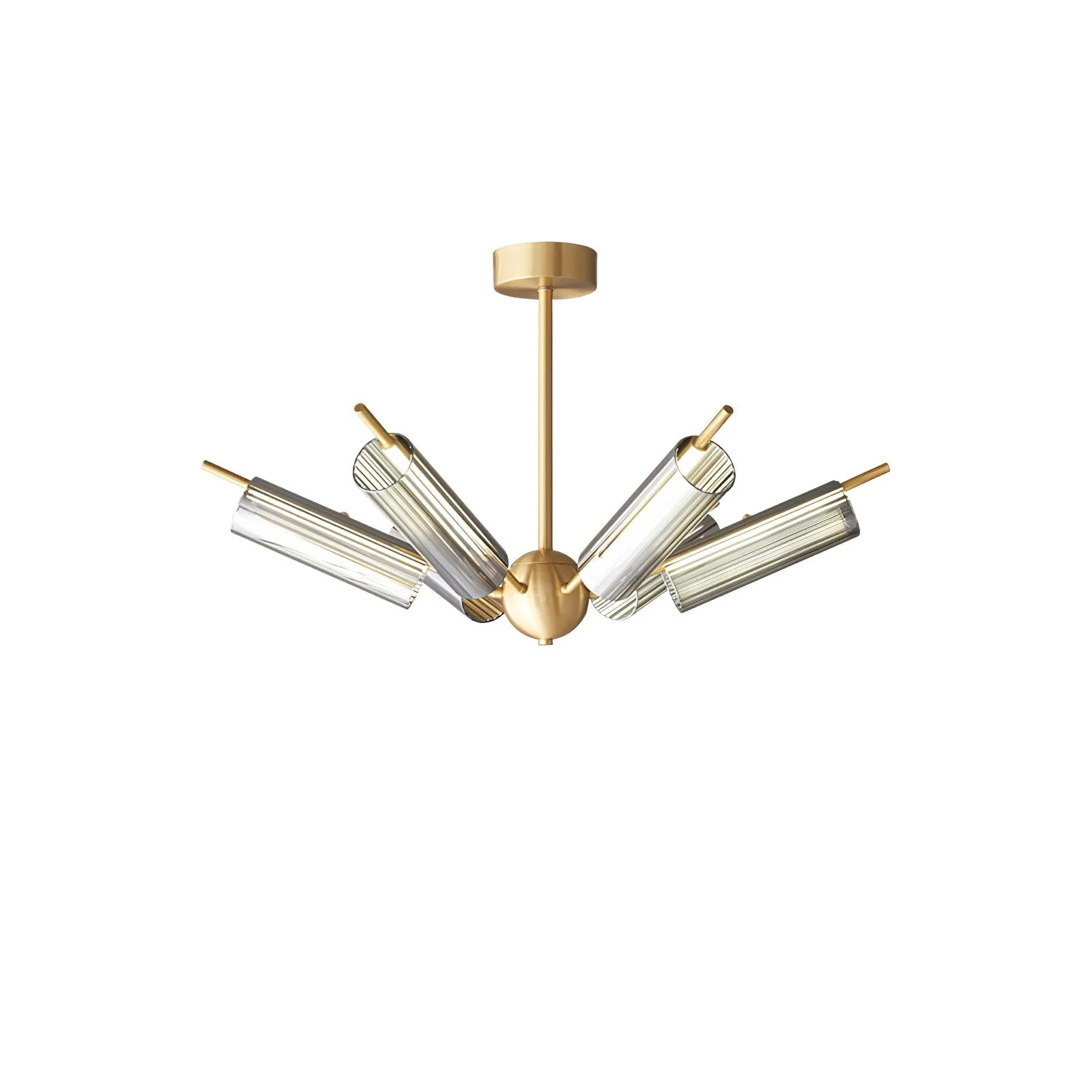 Люстра Sputnik Brass - модель B, 10 плафонов ∅100см x 20см, черный, дымчато-серый, холодный свет