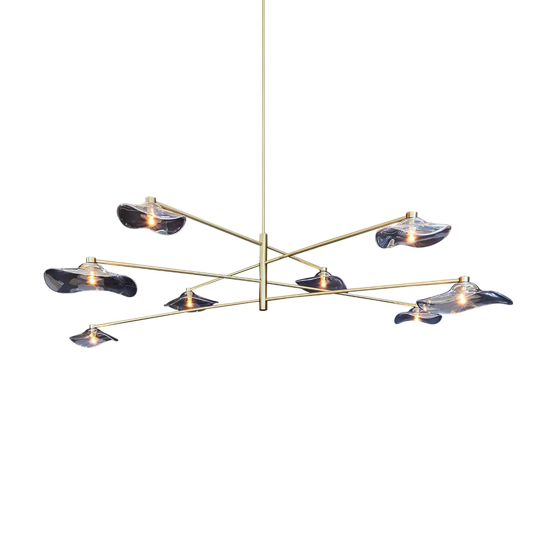 Люстра Lotus Leaves Glass - 6 плафонов ∅120см x 30см, золотой, прозрачное стекло