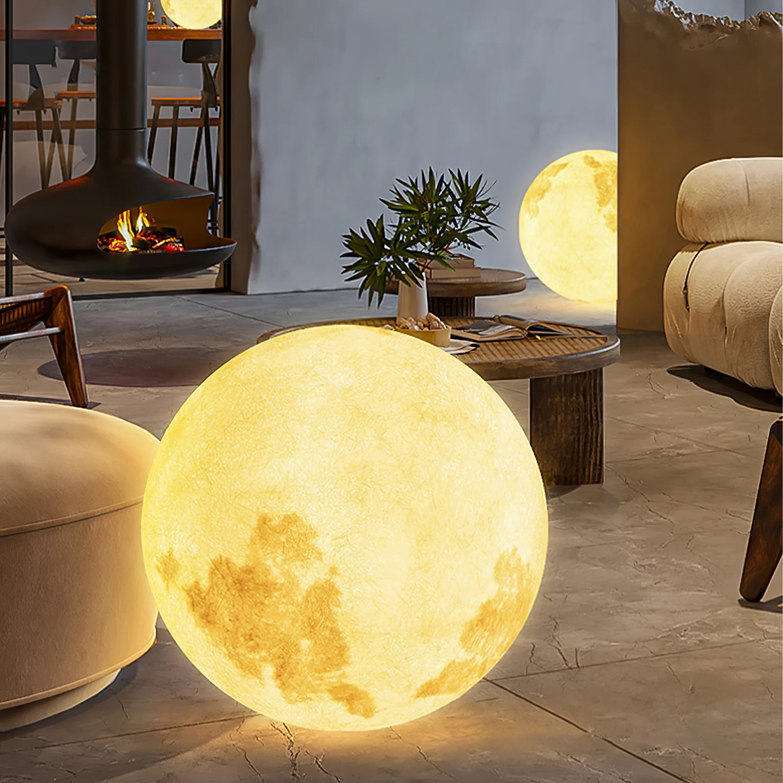 Настольный светильник Moon - ∅30см x 30см, белый, теплый свет