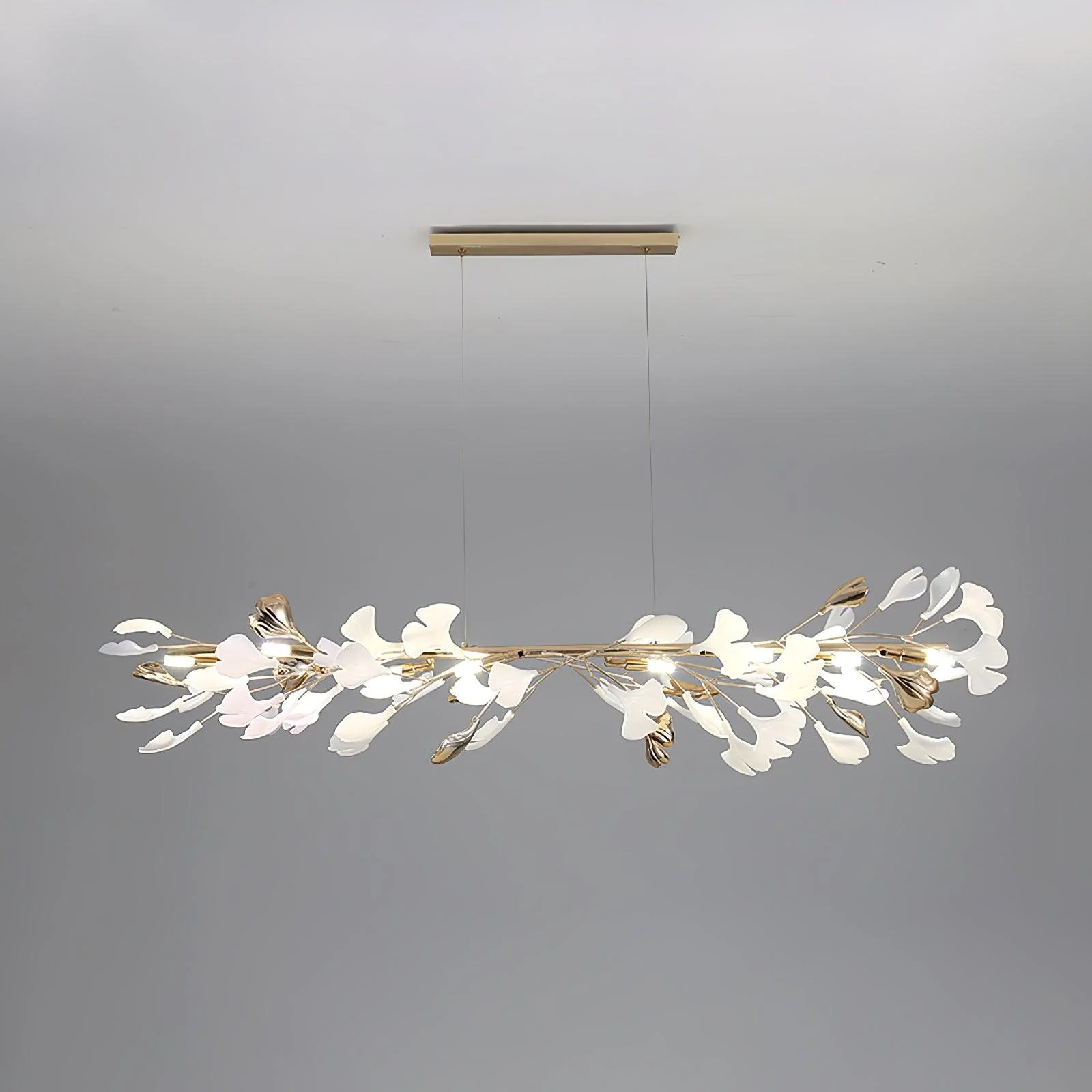 Люстра Gingko T - модель A, ∅80см x 30см, золотой, белый