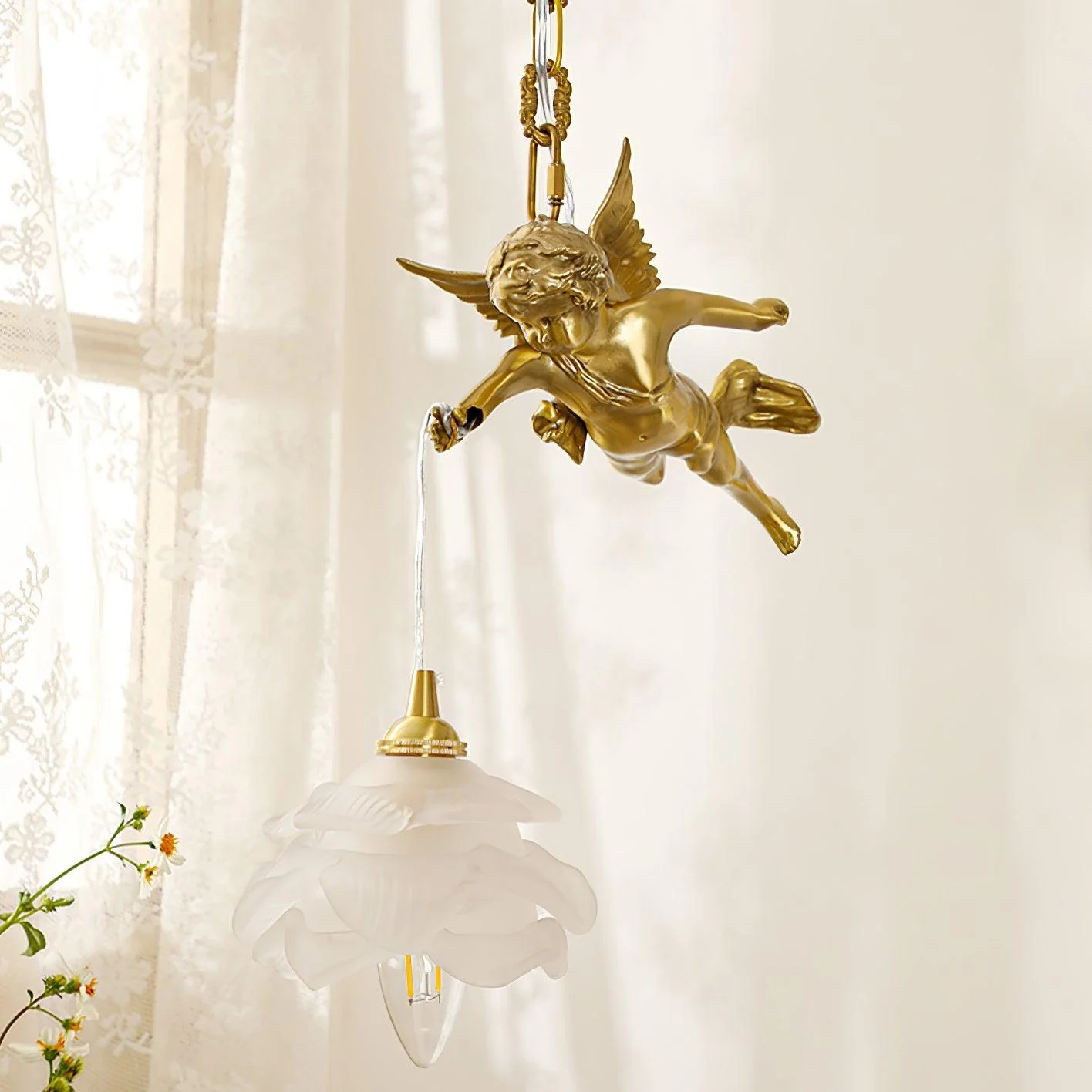 Подвесной светильник Vintage Angel - правый ∅16см х 34см, латунь