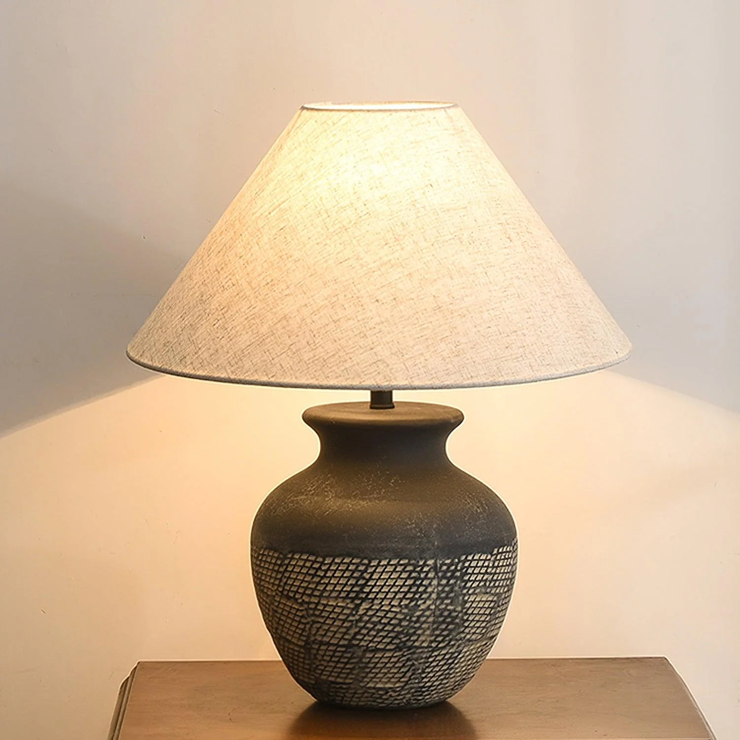 Настольный светильник Ansel Ceramic - ∅45см x 51см, черный, бежевый