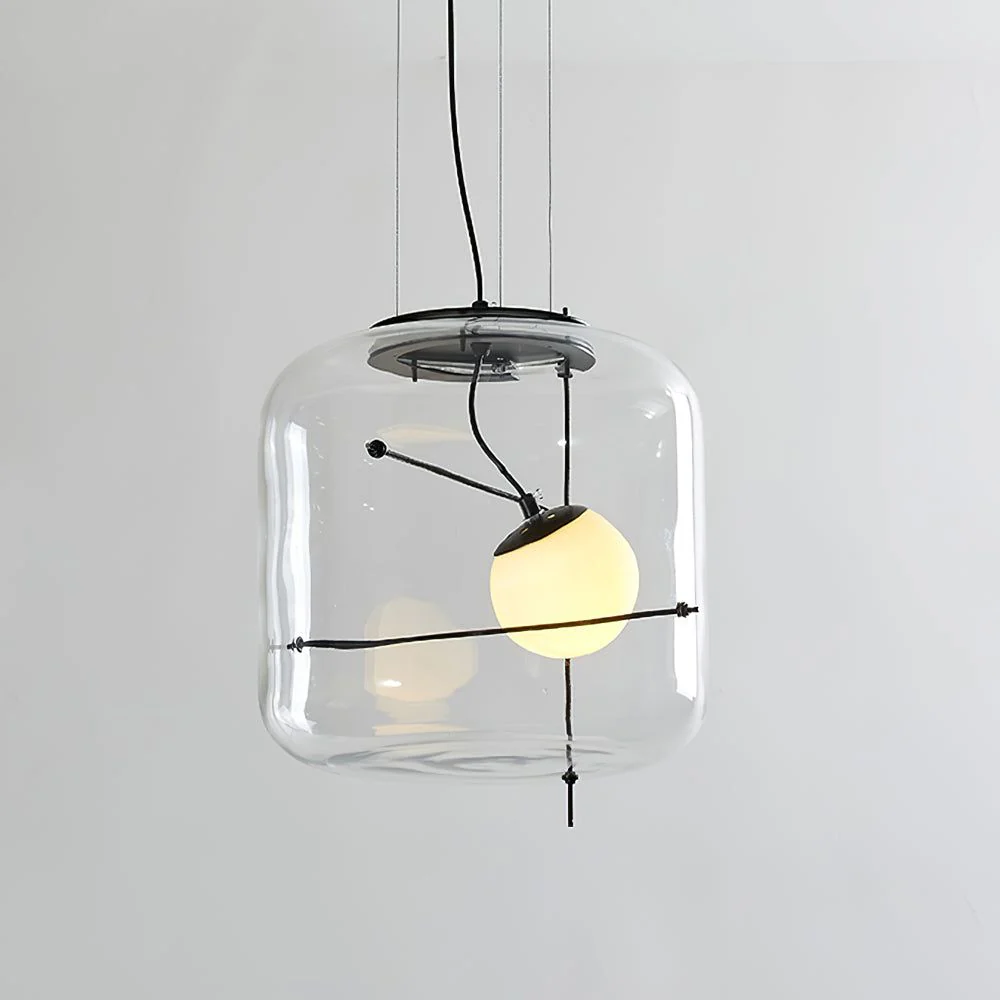 Подвесной светильник Plot Glass - ∅38см x 28см, прозрачный, черный