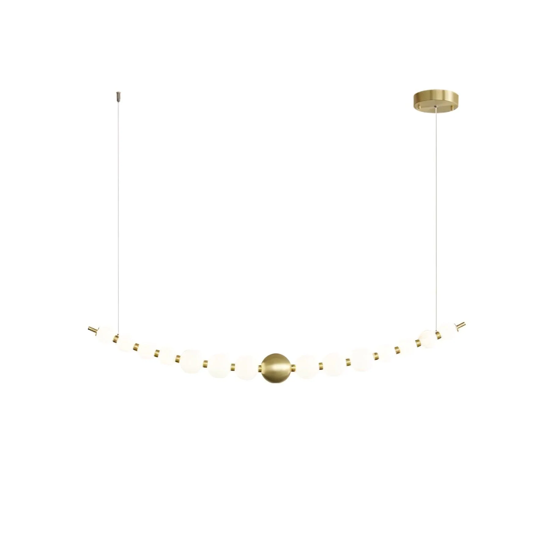Подвесной светильник Pearl Chain - ∅82см x 30см, латунь, белый, теплый свет