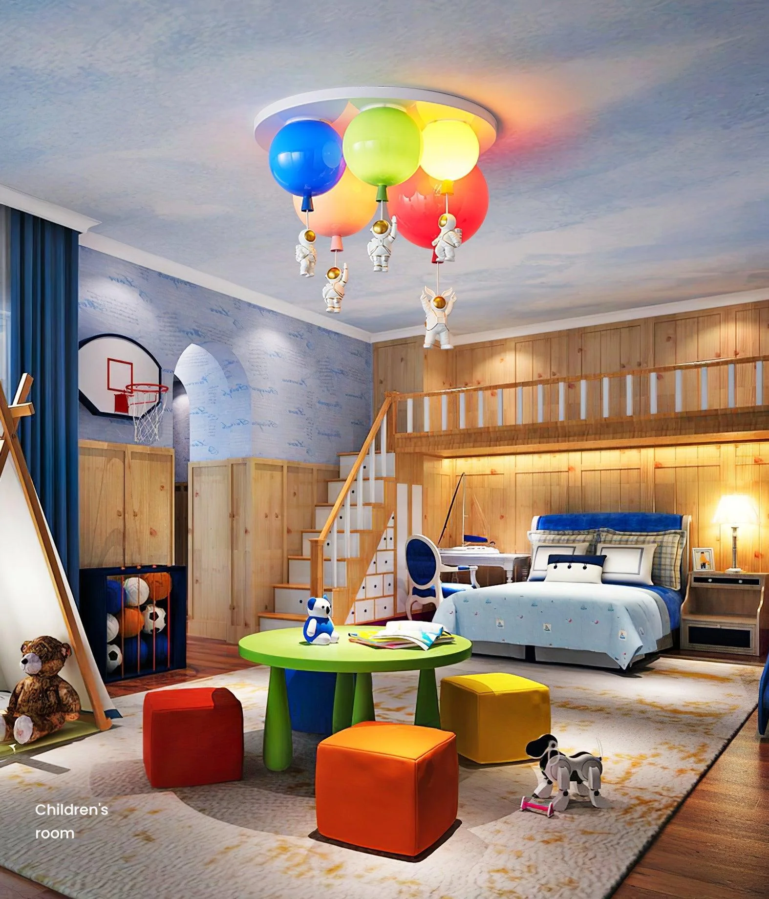 Потолочный светильник Astronaut Glossy Balloon - 5 источников света ∅70см, модель C