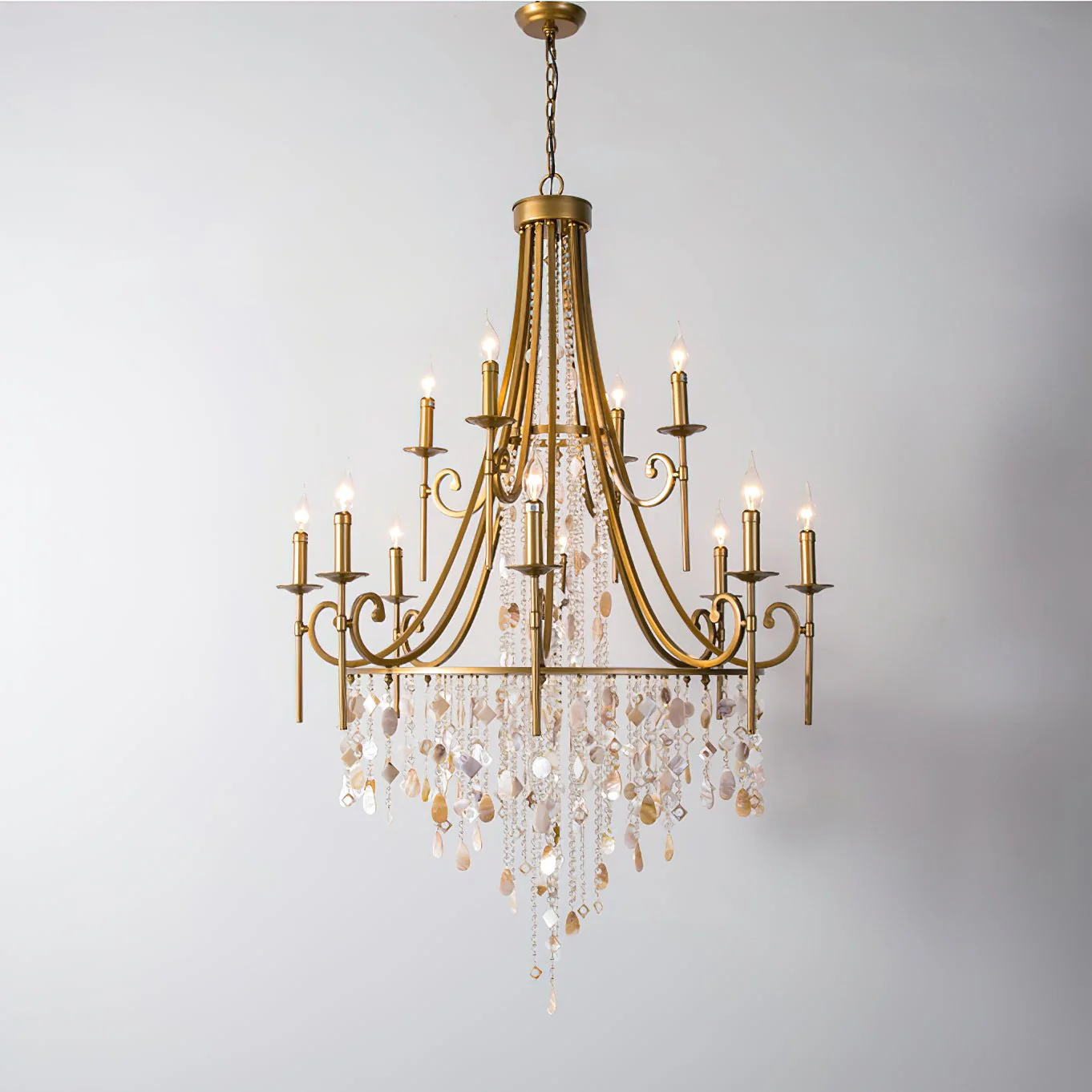 Люстра Tatum Lux Shell Crystal - 18 подвесов ∅120см x 181см, медь, прозрачный кристалл