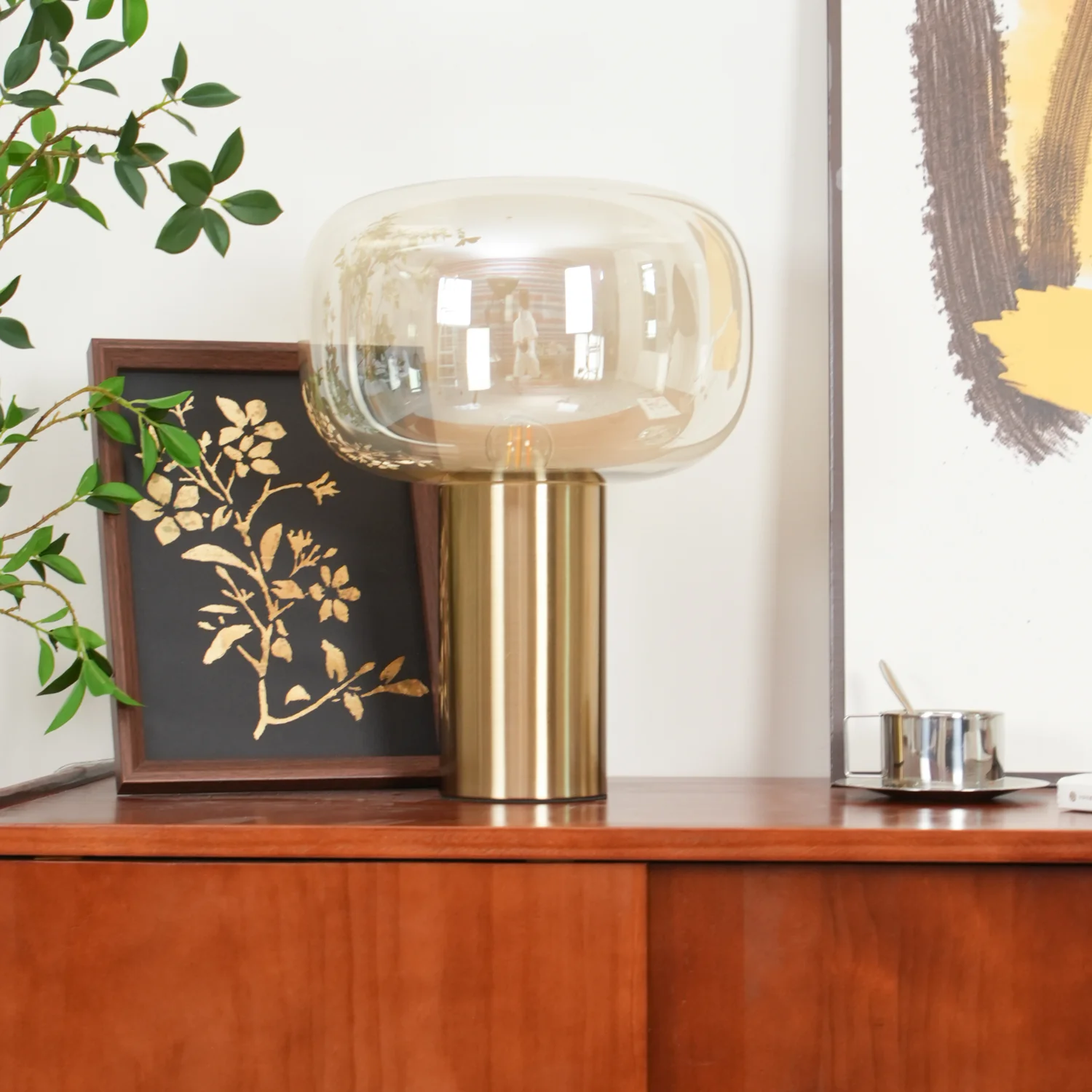 Noak Table Lamp - ∅ 11.8″ x H 16.1″/ Dia 30cm x H 41cm / Gold & Smoke Gray / AU plug