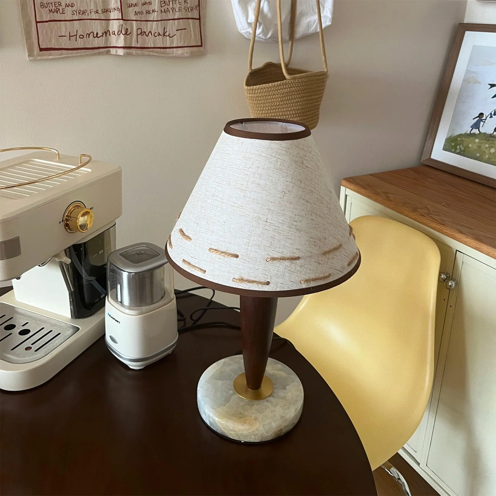 Conical Table Lamp - ∅ 9.8″ x H 16.1″ / Dia 25cm x H 41cm / Walnut & White / AU plug
