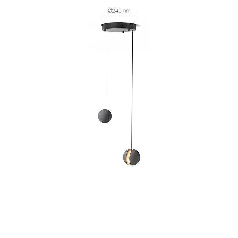 Подвесной светильник Moon Concrete - 2 плафона ∅24см x 150см, серый