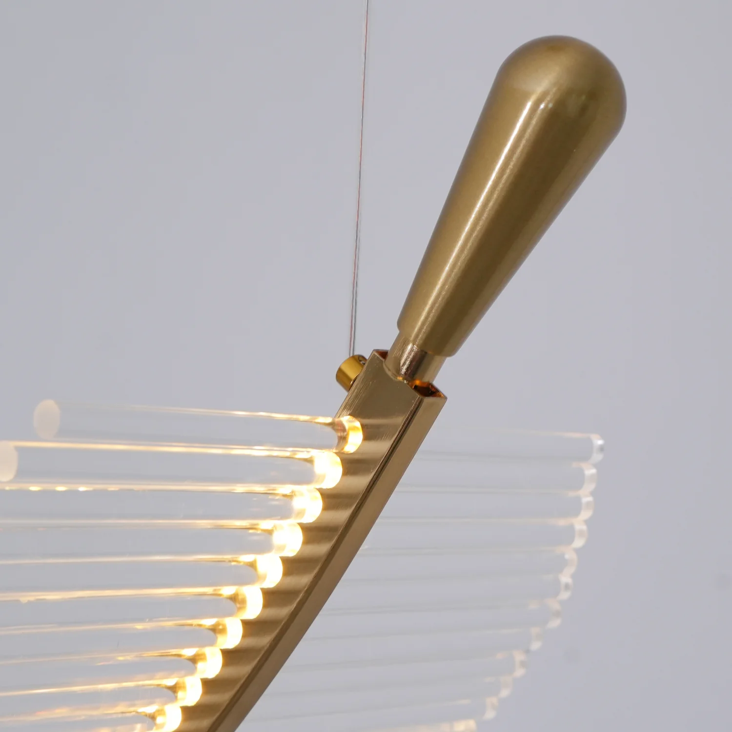 Люстра Leaf LED - 9 подвесов ∅80см x 300см, золотой, прозрачный, холодный свет