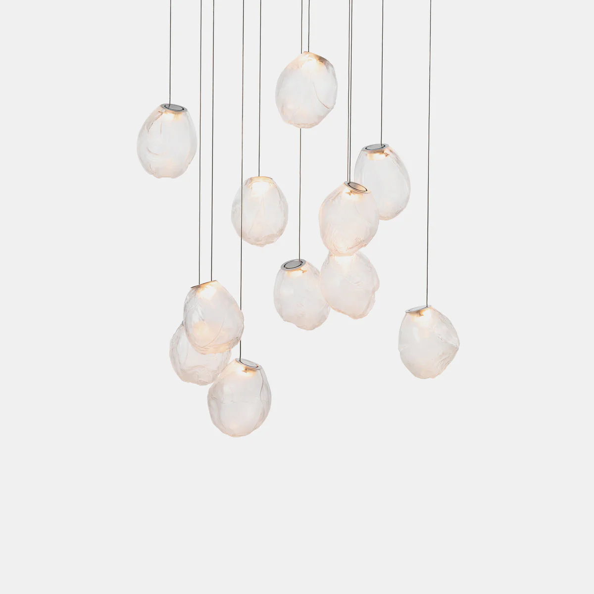 Подвесной светильник Liquid Glass Stone - 3 подвеса ∅30см x 120см, белый, теплый свет