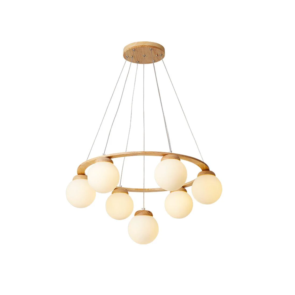 Люстра Miira Wood - 4 подвеса ∅50см x 150см, дерево, белый