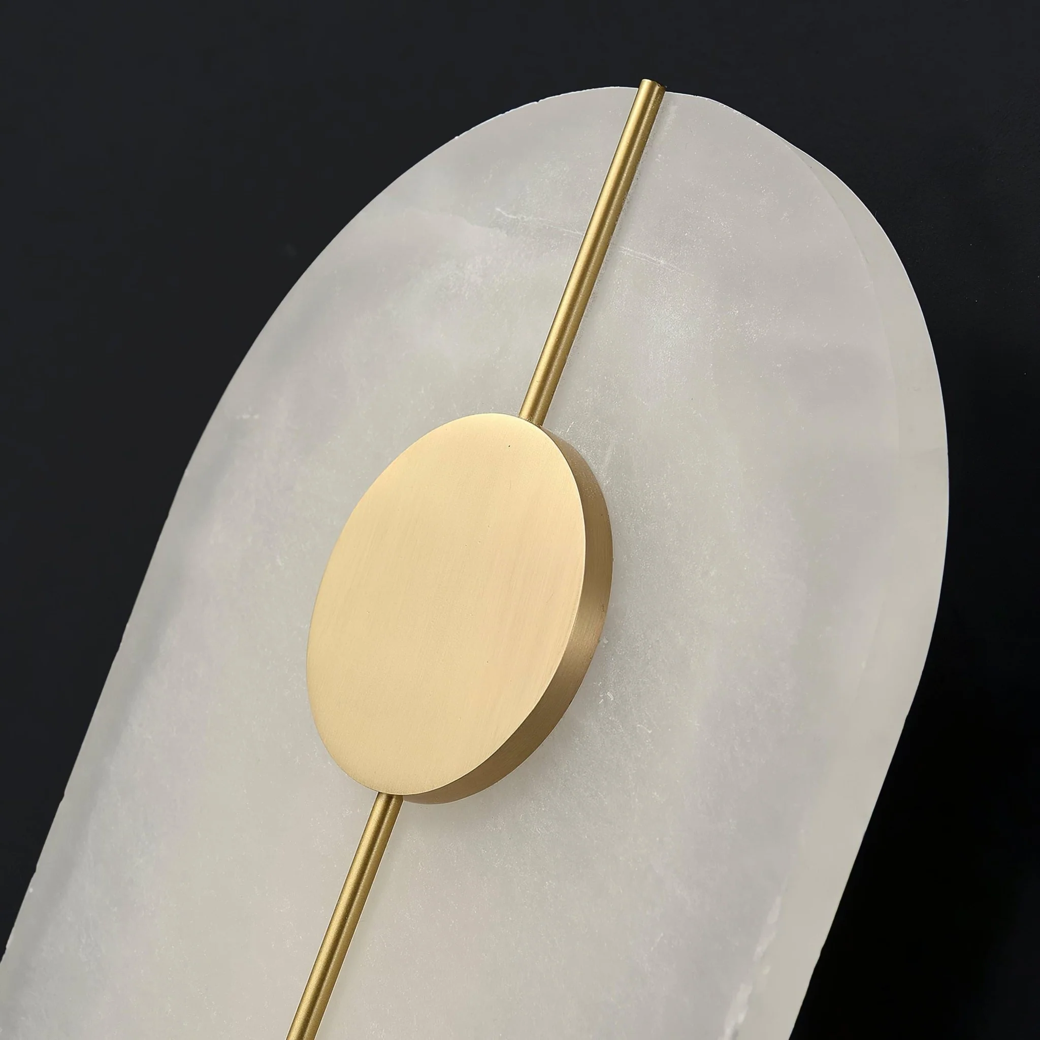Artistic Alabaster Wall Lamp - ∅ 7.9″ x H 7.9″ Set of 2 / White & Brass / Warm Light