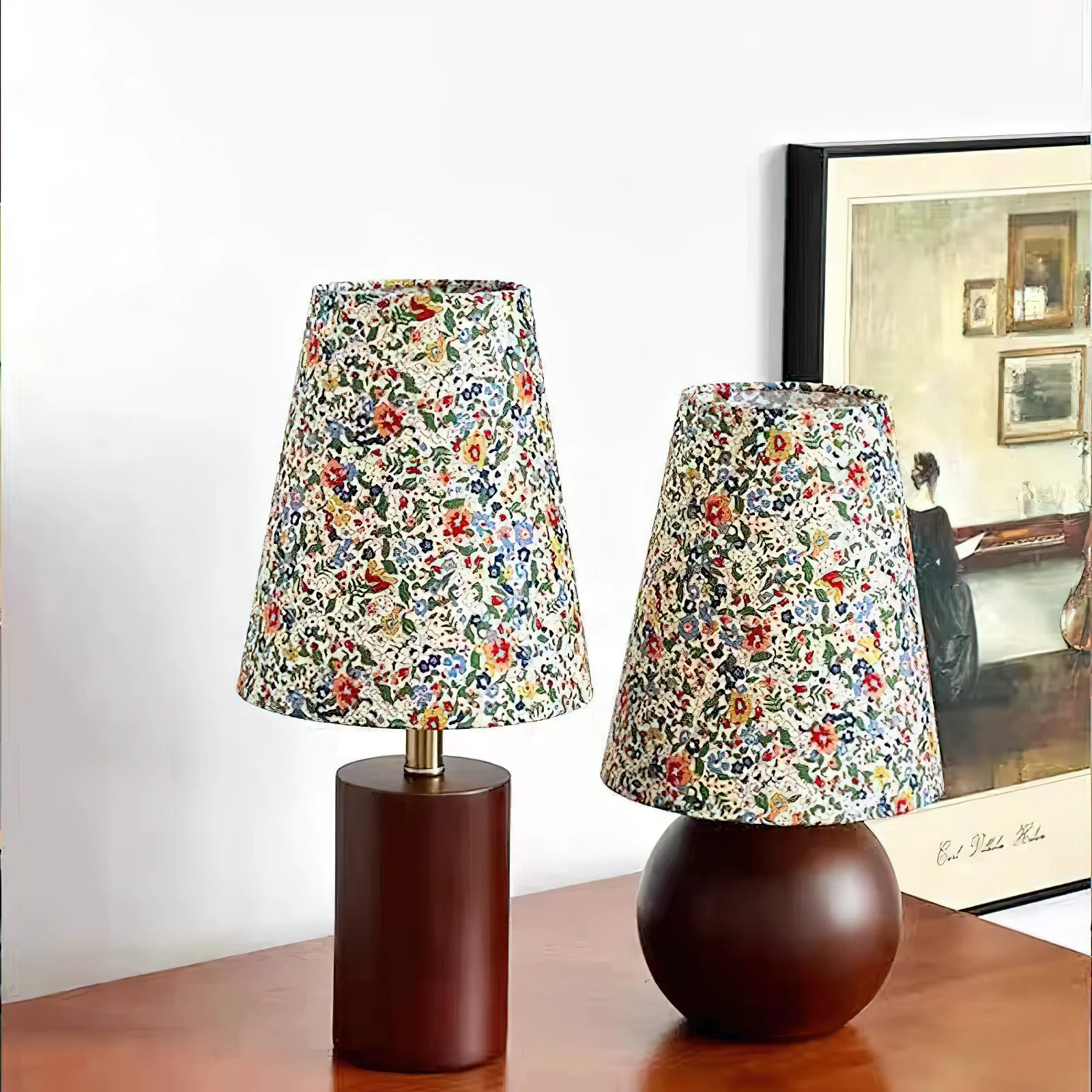 Настольный светильник Elara Floral Glow - ∅15см x 24см, флоральный цвет, коричневый