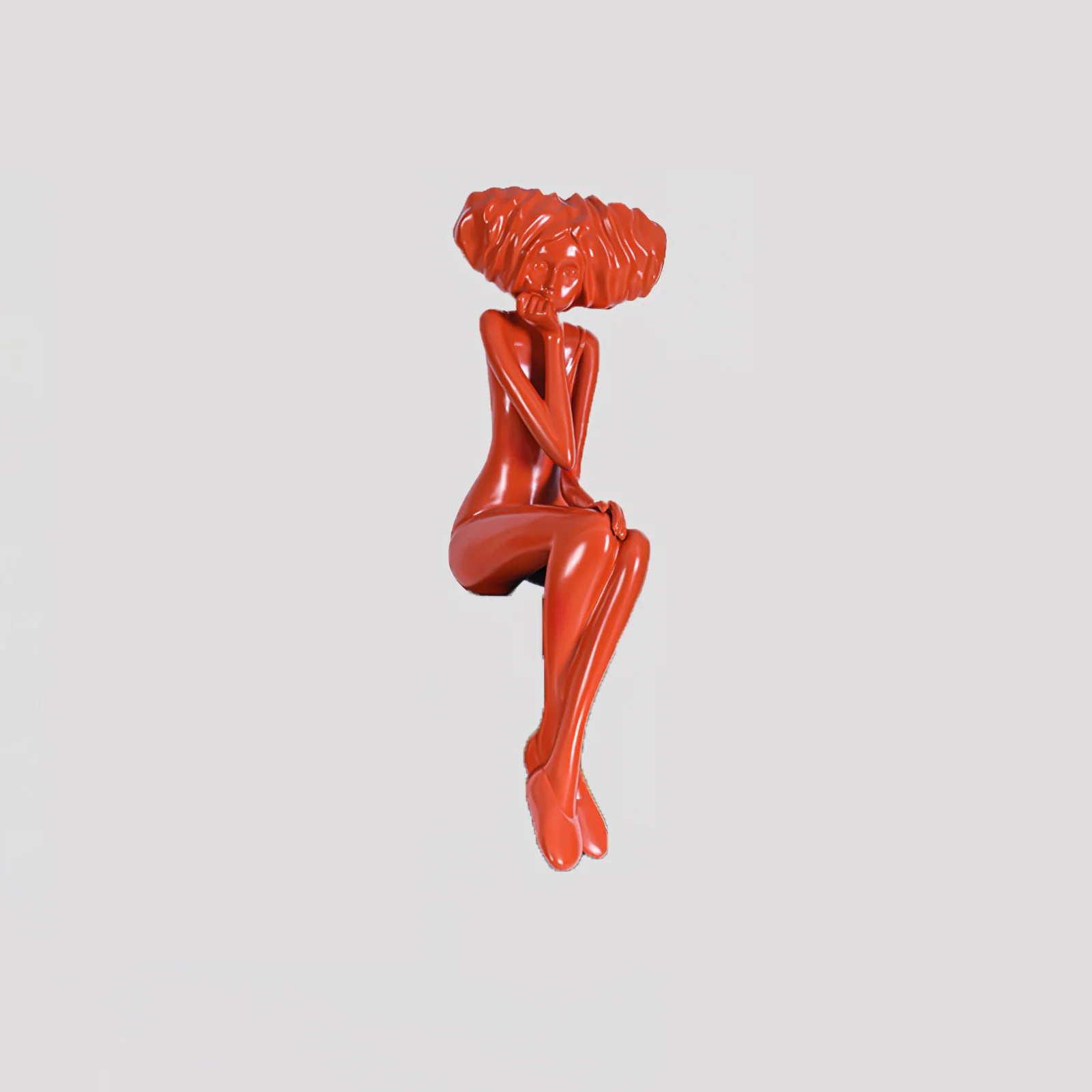 Girl Meditate Sculpture Ornaments - ∅65см x 70см x 152см, синий, металлическое основание