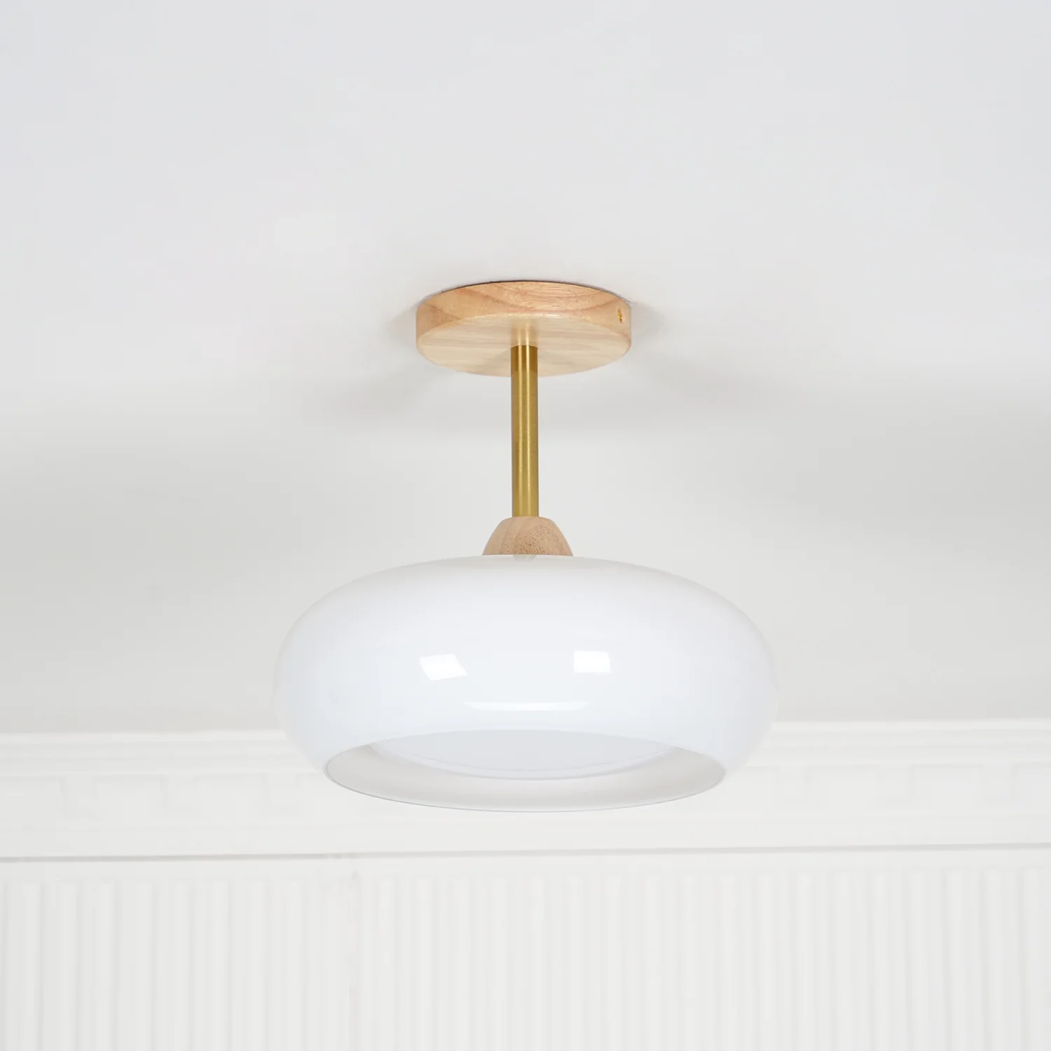 Потолочный светильник Plafonnier - ∅28см x 20см, дерево, оранжевый