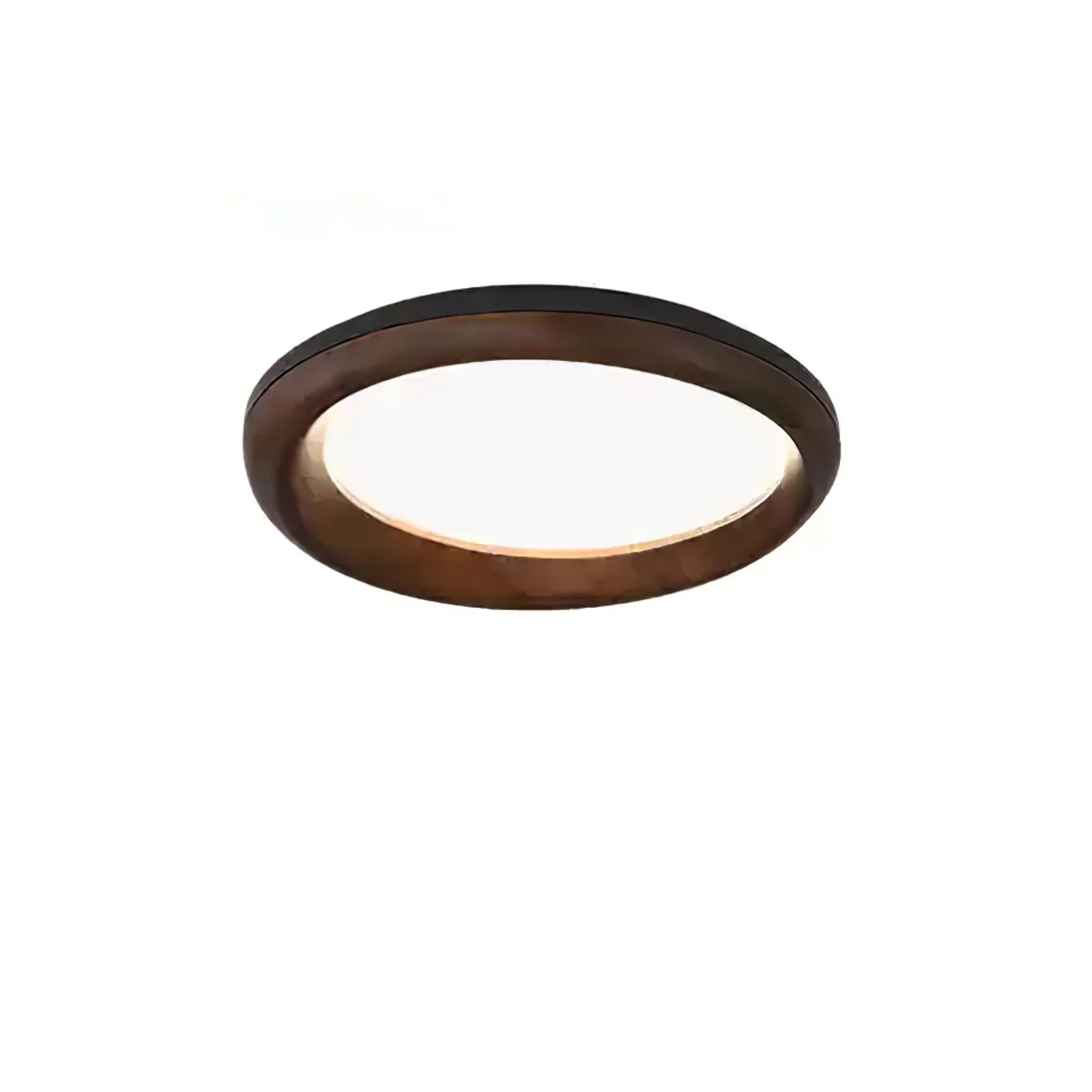 Потолочный светильник Zenova Wood  - ∅45см x 12см, черный, дерево, теплый свет