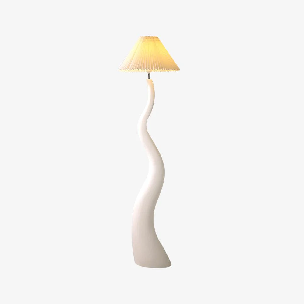 Twisted Pleated Floor Lamp - ∅ 17.7″ x H 64.9″/ Dia 45cm x H 165cm / White / US plug