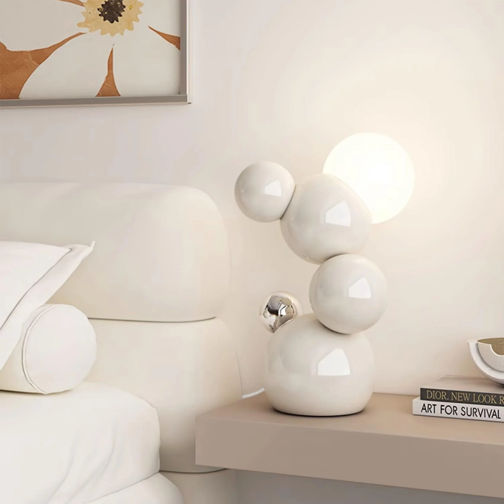 Regina Table Lamp - L 21.5cm x W 20cm x H 37cm / L 8.5″ x W 7.9″ x H 14.6″ / White / AU plug