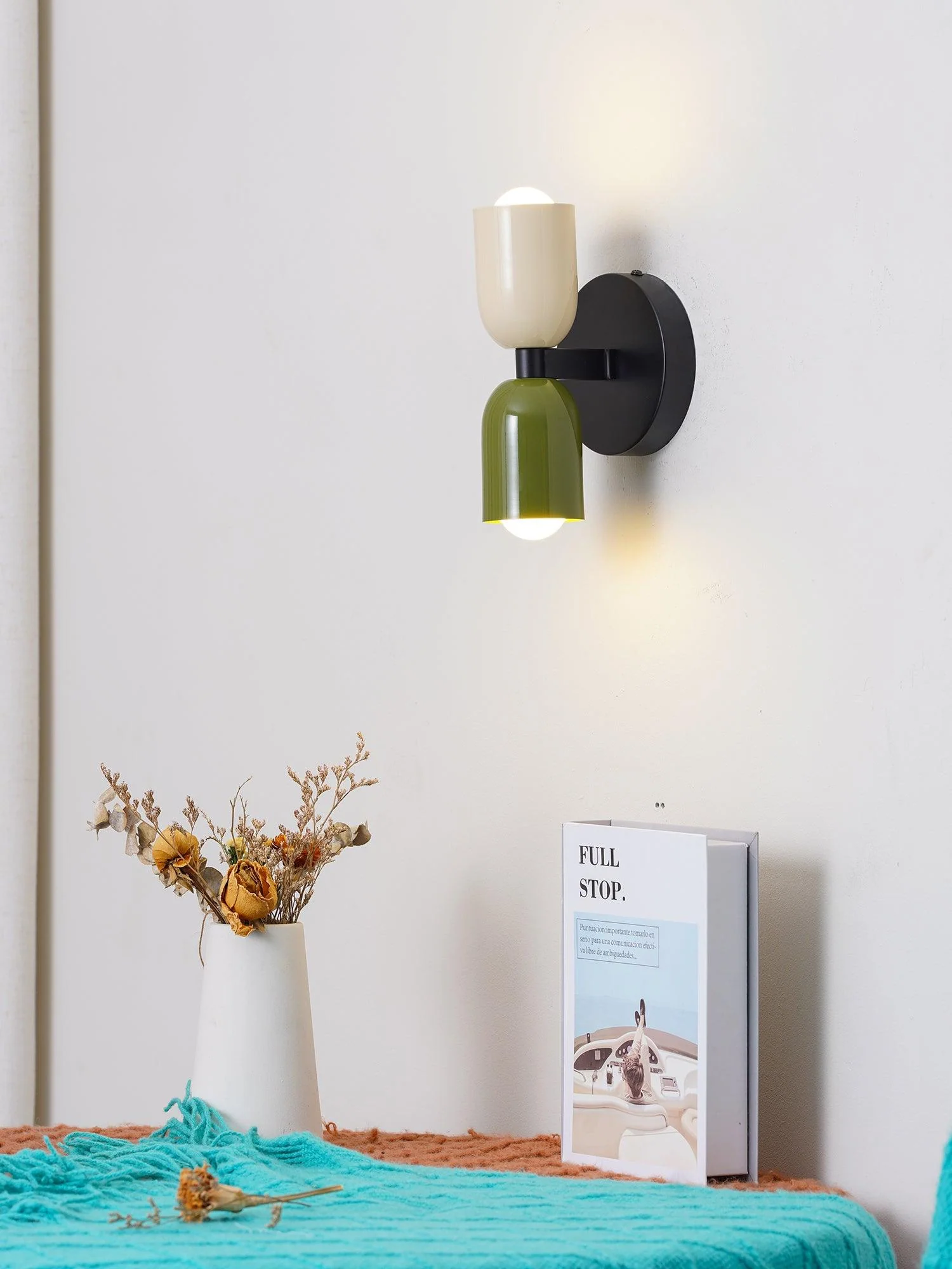 Couleur Double Wall Lamp - W 4.7″ x H 9.8″ / W 12cm x H 25cm / Beige & Red / Set of 2