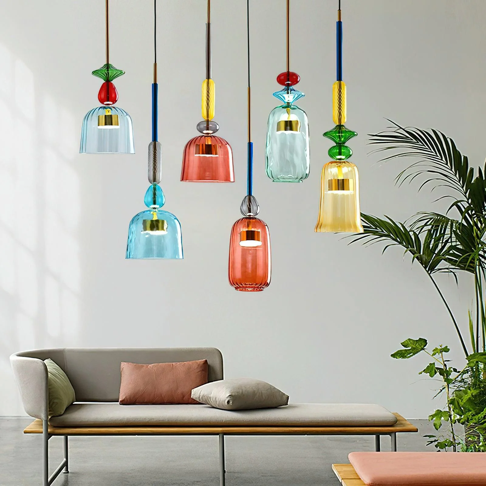 Подвесной светильник Colorful Candy - модель F, ∅16см x 79см, мультиколор, холодный свет
