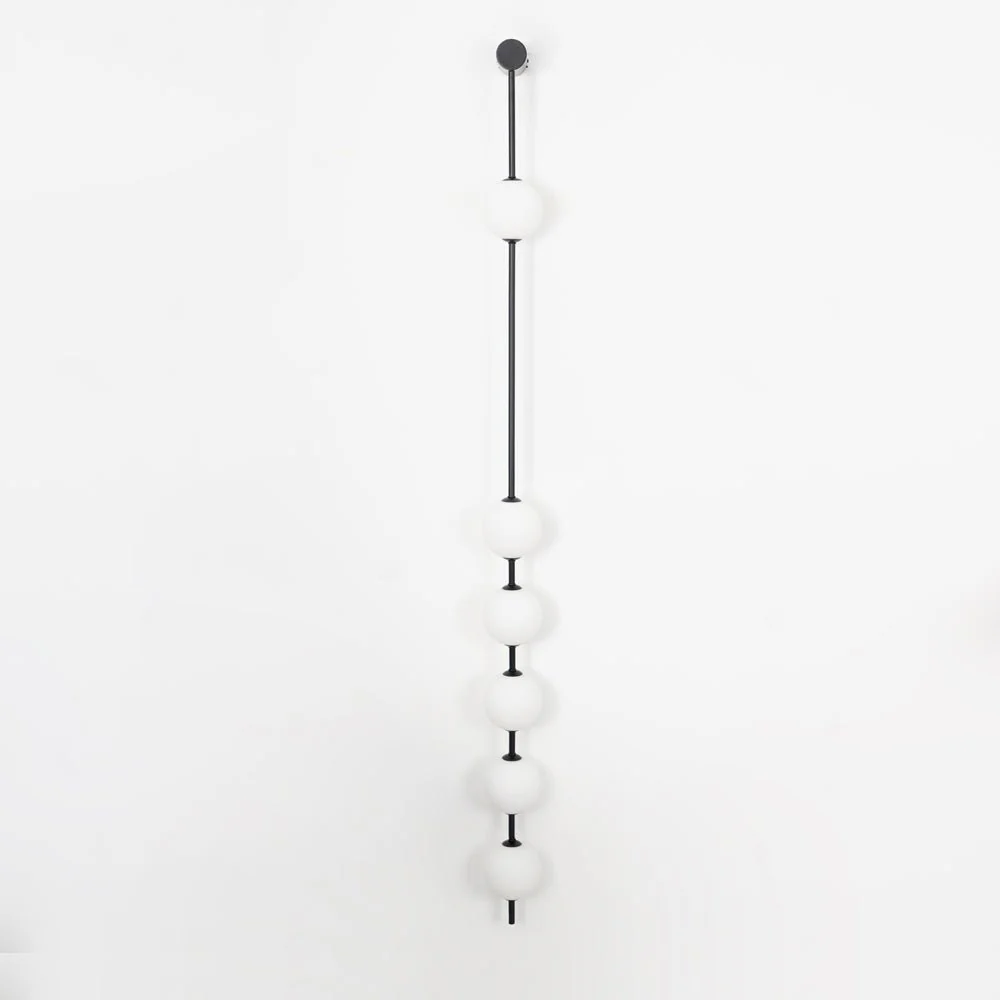 Vertical Balls Wall Lamp - 5 Lamps Set of 2 / Nickel & Glass Ball / Neutral Light