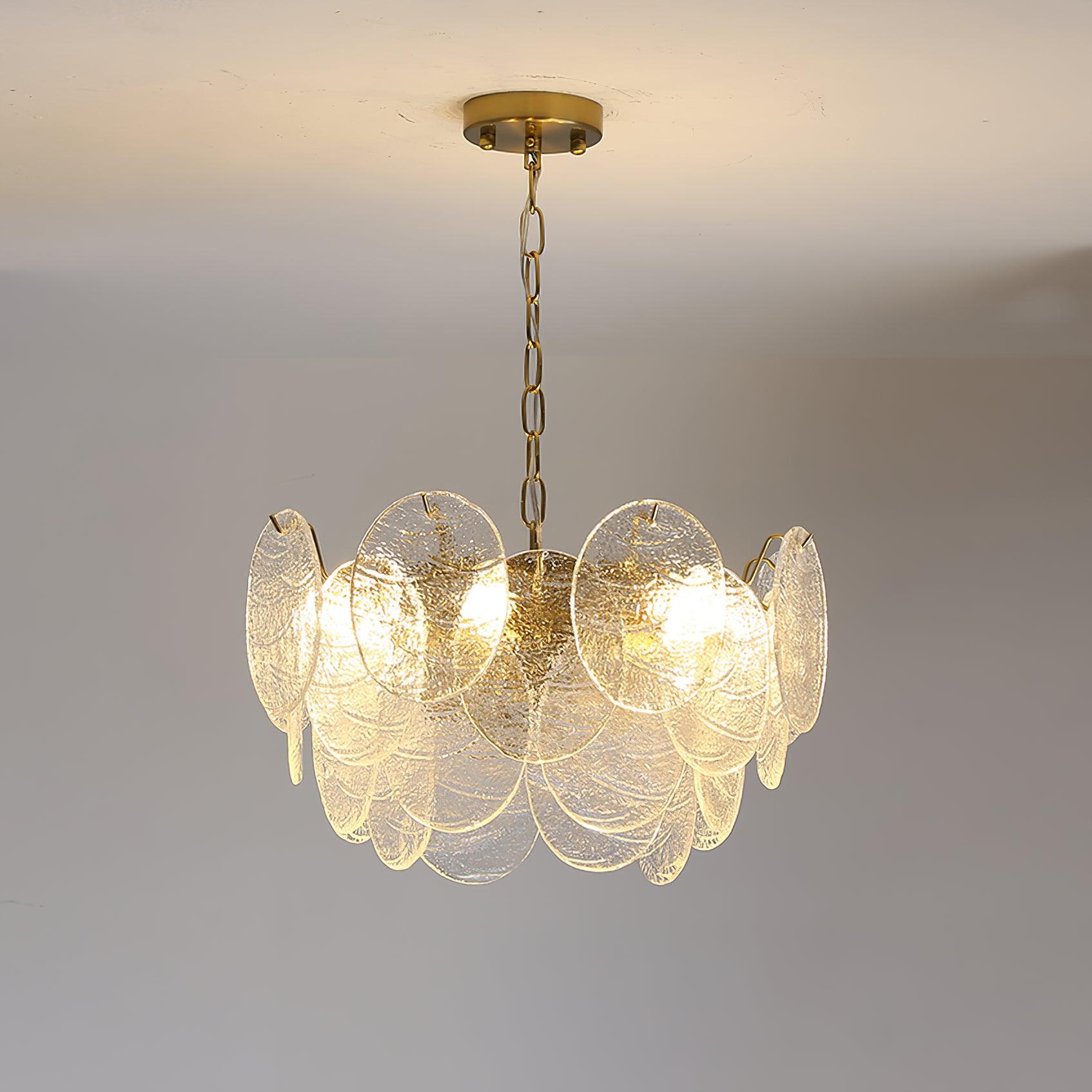 Люстра Glass Disc - 4 подвеса ∅40см x 27см, золотой, стекло