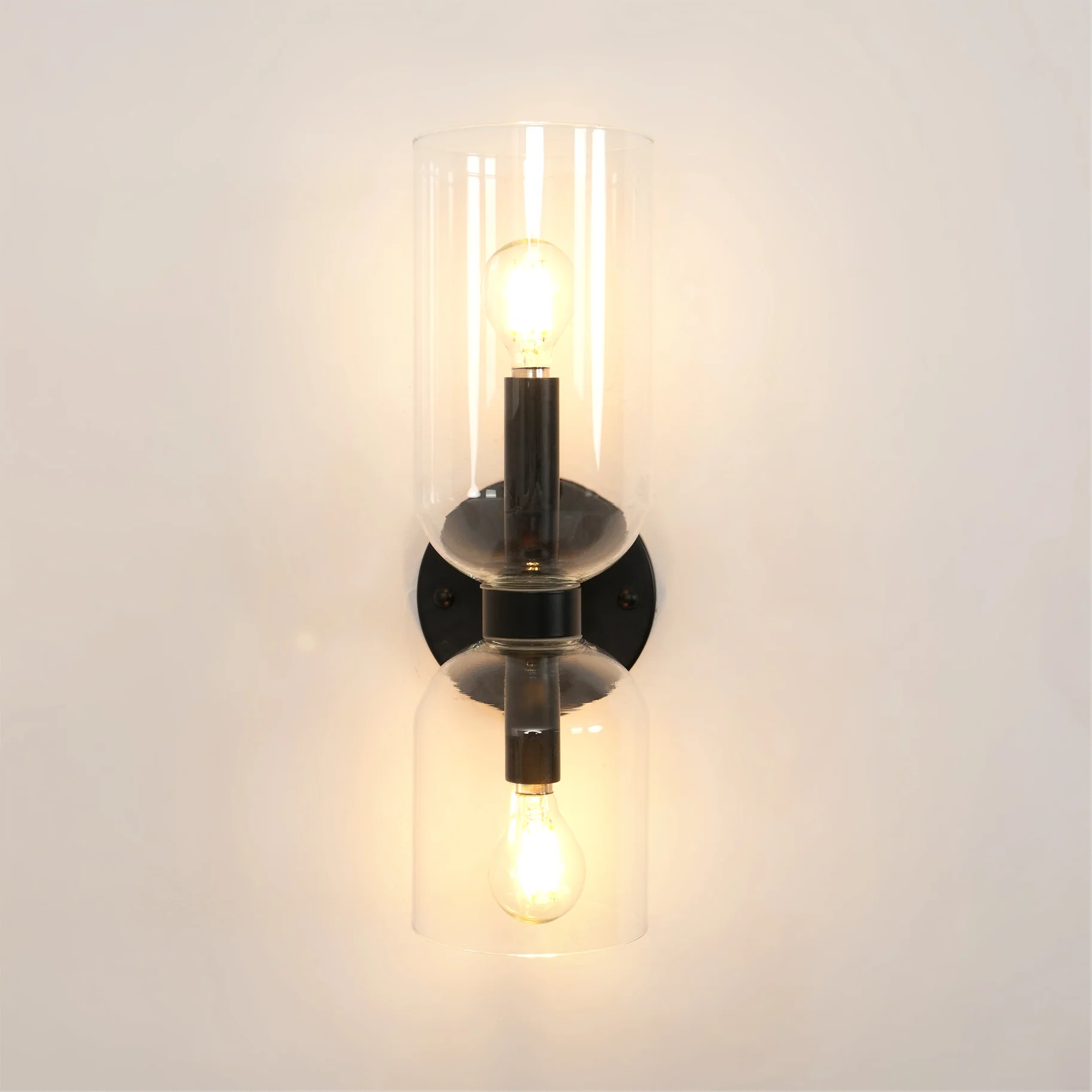 Edie Wall Lamp - ∅ 4.7″ x H 13.8″ / Dia 12cm x H 35cm Set of 2 / Brass / Clear