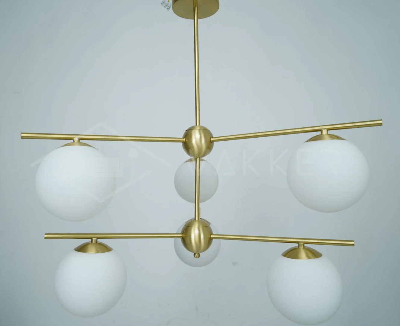 Люстра Sphere & Stem - 9 плафонов ∅90см x 106см, латунь, белый