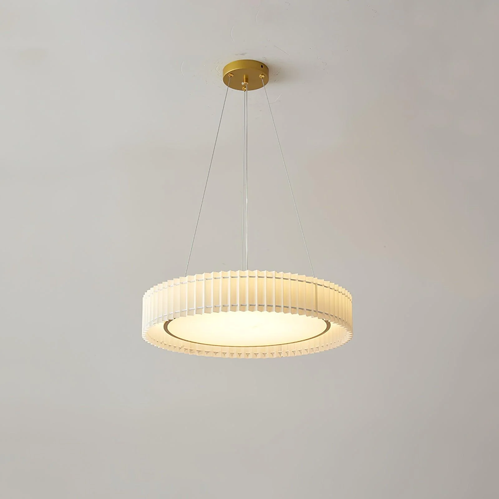 Подвесной светильник Round Pleated - ∅60см x 20см, золотой, бежевый, теплый свет