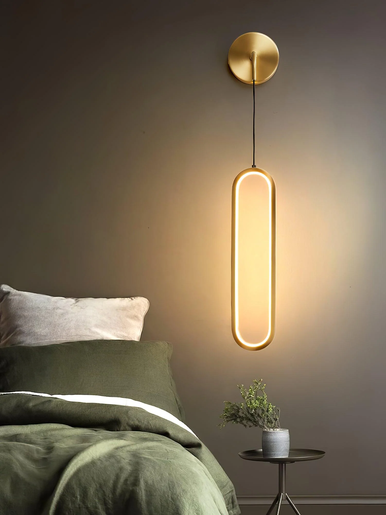 Настенный светильник Oval LED Brass - ∅9см x 68см, золотой, 3000-6500К