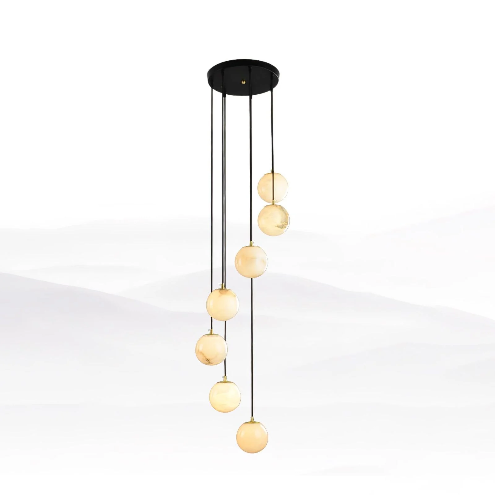 Люстра Alabaster Balls Cluster - 9 подвесов 40см x 40см x 200см, черный, белый