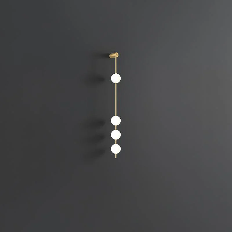Vertical Balls Wall Lamp - 5 Lamps Set of 2 / Nickel & Glass Ball / Neutral Light