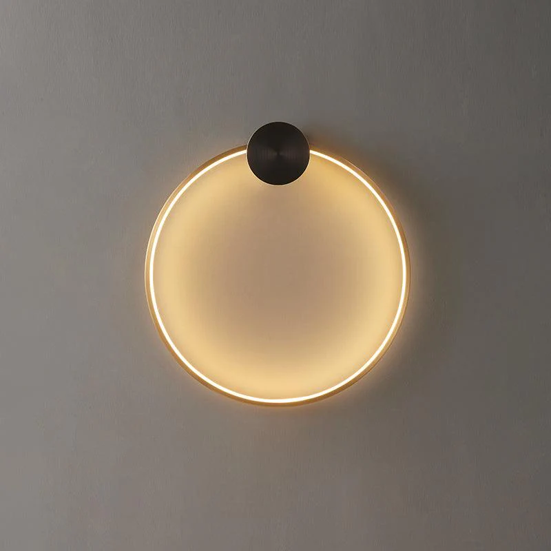 Ring Shaped LED Wall Light - Dia 20cm Set of 2 / Black & Brass / Three-Color Changing Light