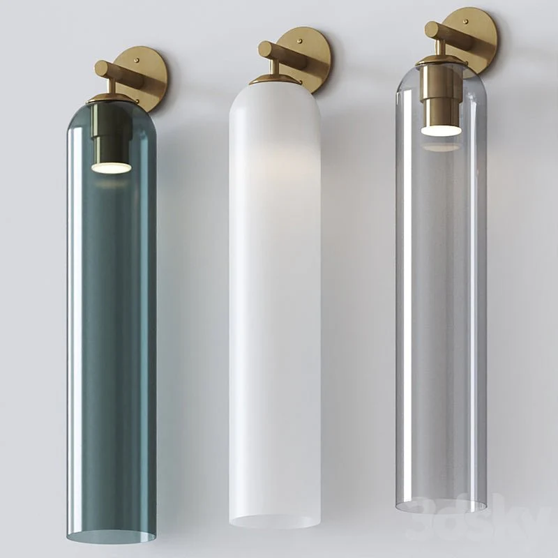 Art Glass Sconce - Set of 2 / Gold / Green