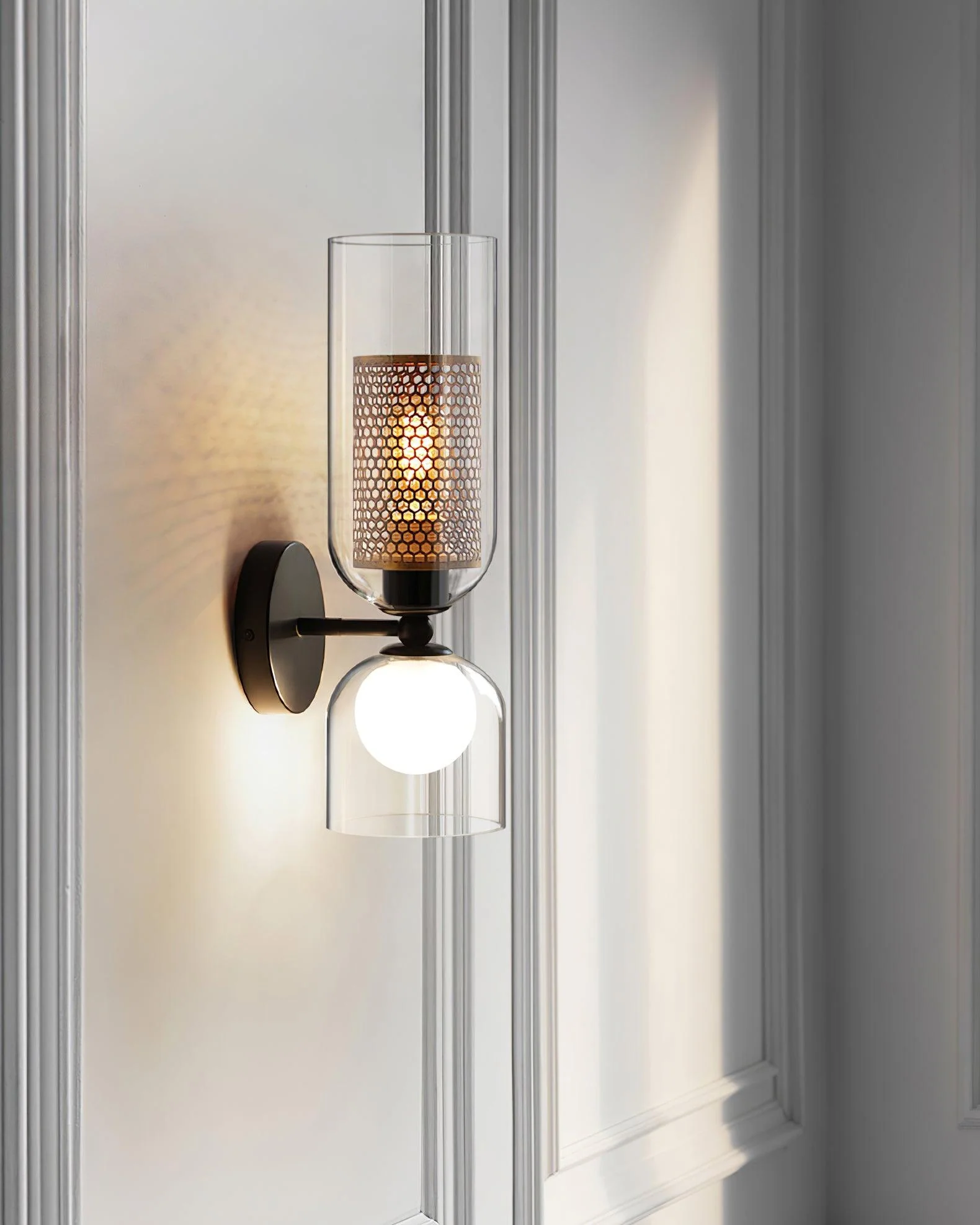 Zachary Wall Lamp - Set of 2 / Black & Clear
