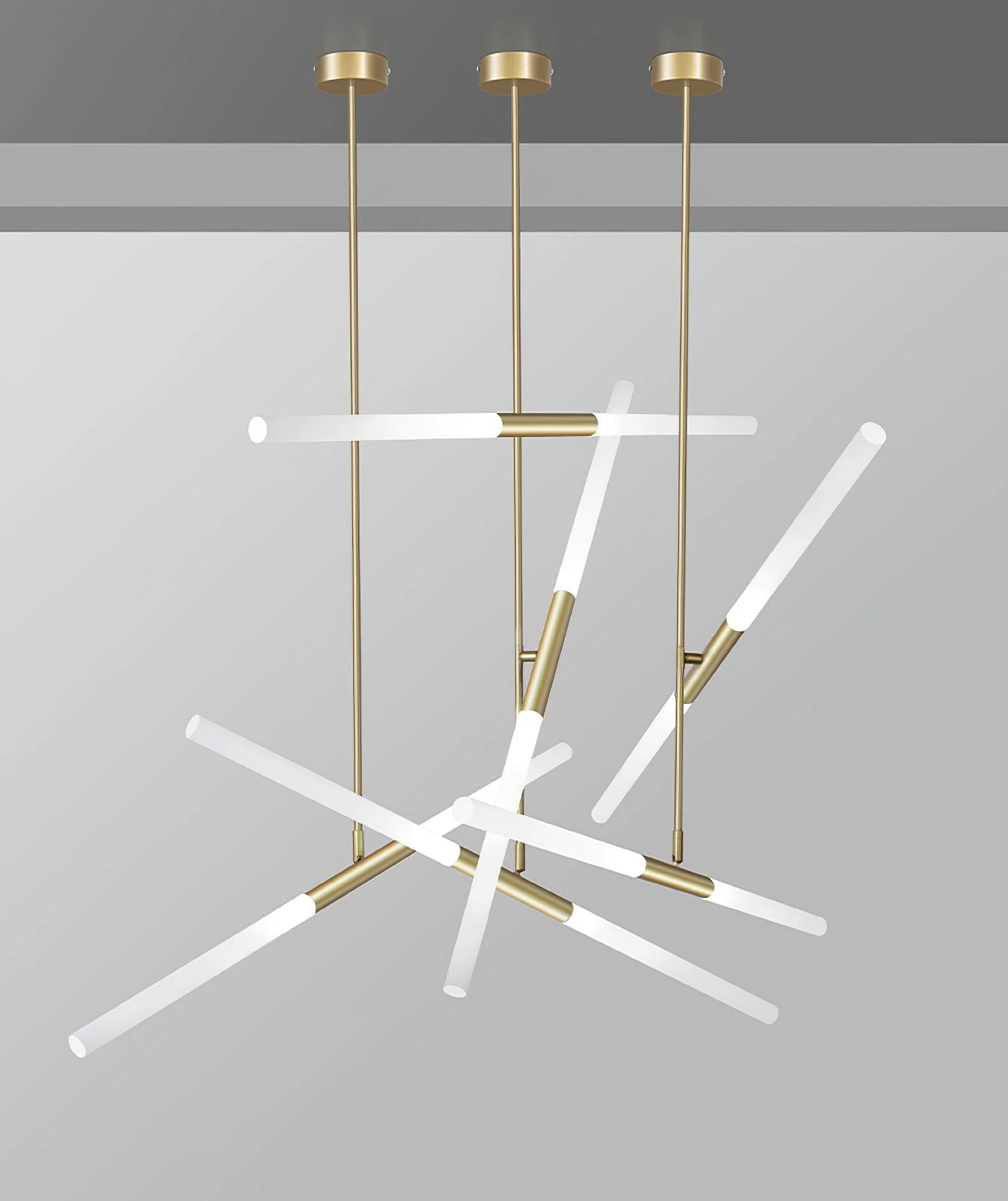 Подвесной светильник Hash Linear Suspension - 6 подвесов ∅100см x 110см, золотой, белый