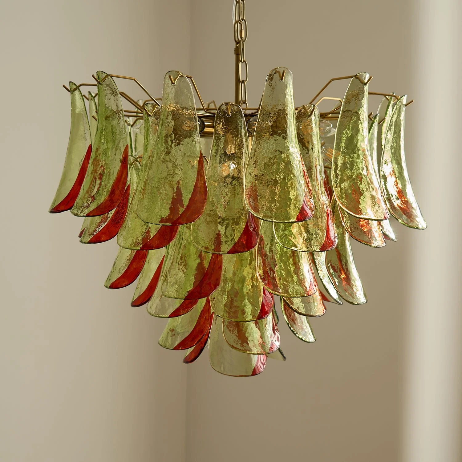 Люстра Emerald Flame Murano Glass - ∅75см х 75см, зеленый, золотой