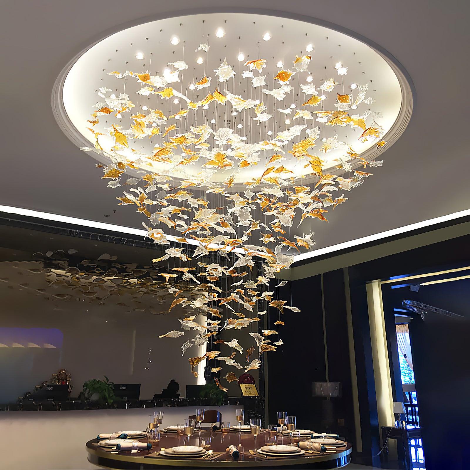 Люстра Multicolor Crystal Maple Leaf - 120см x 150см x 150см, синий, теплый свет