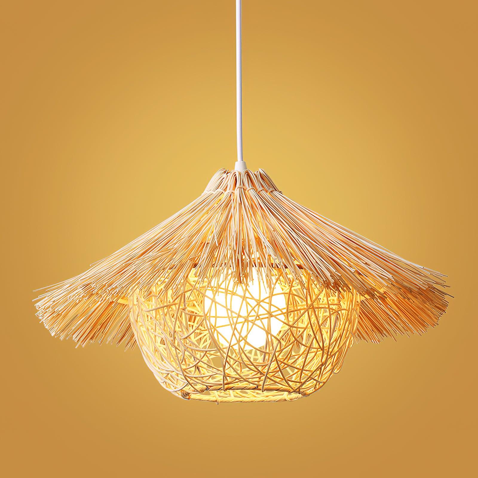 Подвесной светильник Straw Hat - ∅50см x 28см, натуральный ротанг