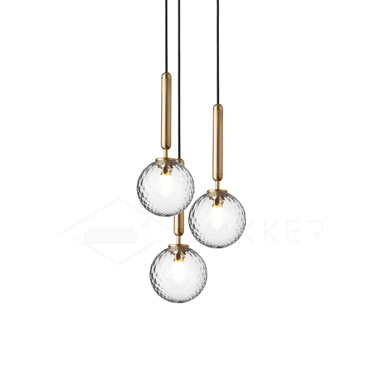 Подвесной светильник Luminae - 3 подвеса ∅20см x 150см, золотой, белый
