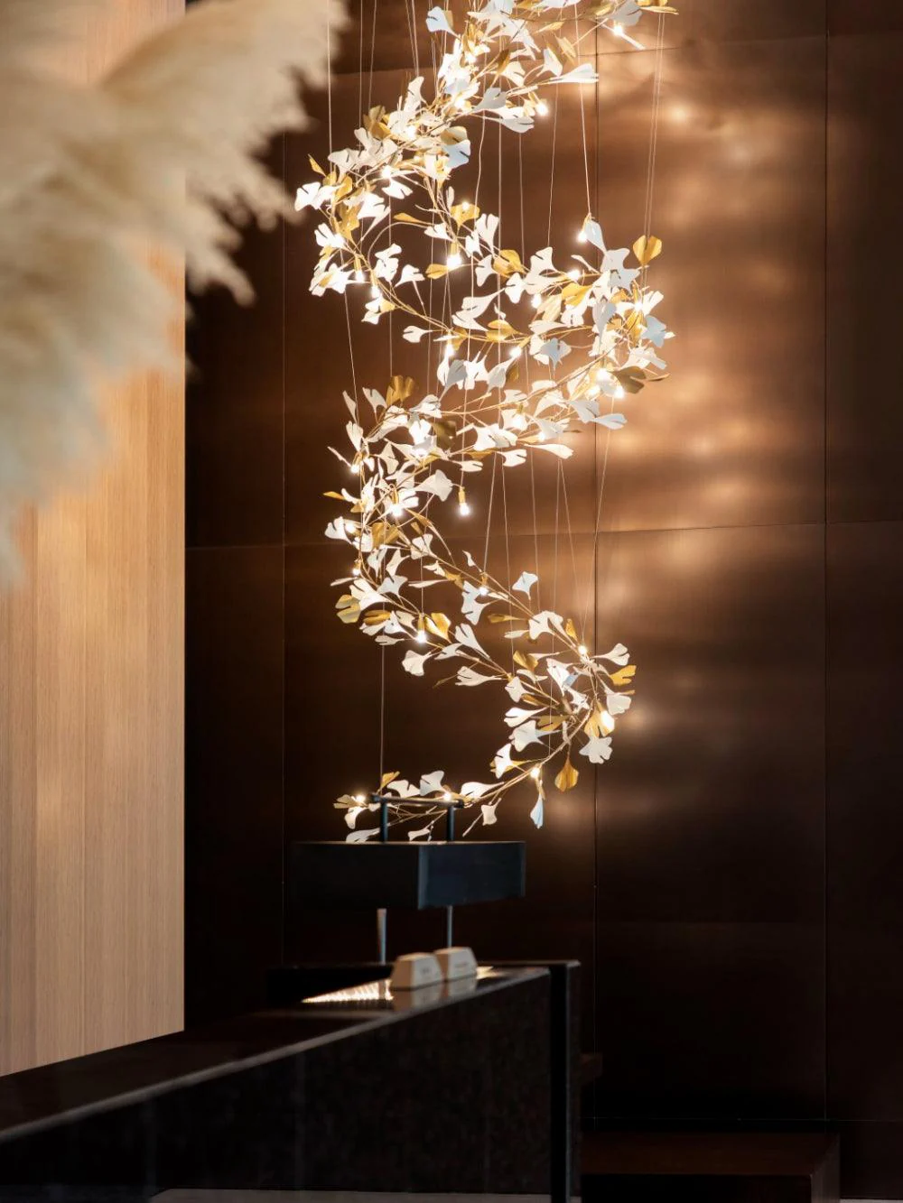 Люстра Gingko F - ∅100см x 200см, золотой, белый